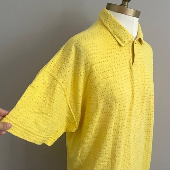 Vintage Versace Yellow Short Sleeve Polo Shirt - 50/XL, made in Italy 🇮🇹 - Picture 4 of 12
